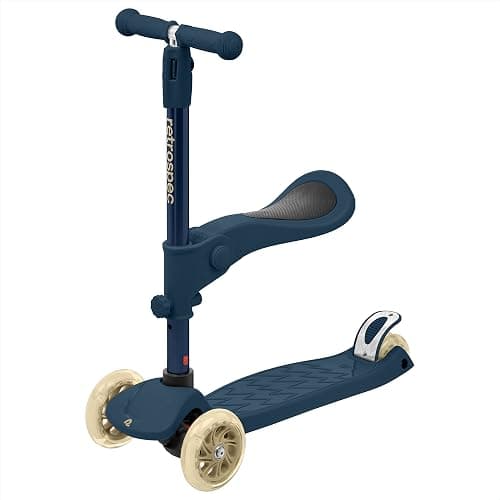Retrospec Chipmunk Plus Kids’ Kick Scooter 3+ Years - Height Adjustable 3 Wheel Scooters - Learn to Steer, Foldable Seat, LED Lights, & No-Slip Deck - Image 1
