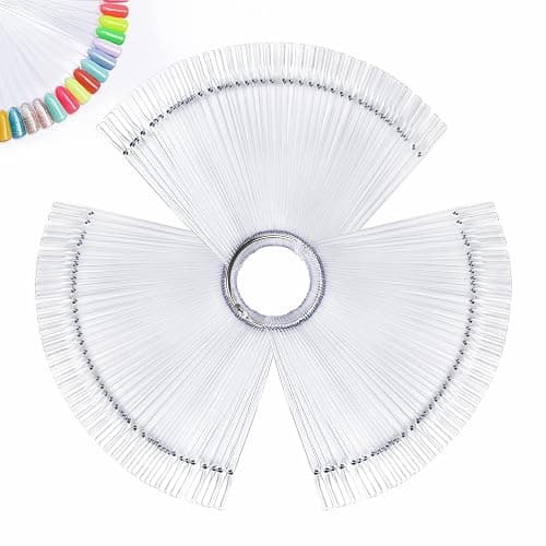 AZUREBEAUTY 150 Pcs Clear Nail Color Sticks, Fan Shape Nail Art Polish Display Tips, False Nail Sample Sticks, Nail Practice Color Display, Transparent Polish Board - Image 1