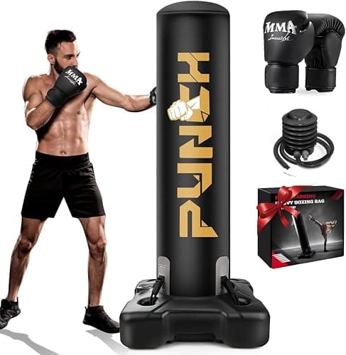 Freestanding Heavy Punching Bag for Adult Teens Kids, Heavy Duty Pedestal Stand Boxing Bag with Gloves, Men Women Stand Kickboxing Boxing Set for Martial Arts MMA Home Gym Exercise Training Equipment - Image 1