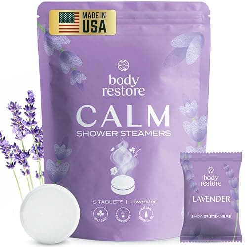 Body Restore Shower Steamers Aromatherapy 15 Pack - Christmas Stocking Stuffers, Birthday Gifts for Women, White Elephant, Relaxation, Self Care for Men - Lavender - Image 1