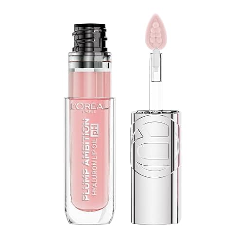 L'Oreal Paris Plump Ambition pH Hyaluron Lip Oil, Color Shifting Lip Tint with 24HR Hydration, Volumizing Shine and Lasting Color, 020 pH Rosé - Image 1