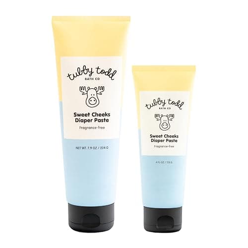 TUBBY TODD Sweet Cheeks Diaper Paste - Diaper Rash Cream with 14% Zinc Oxide - Hypoallergenic - For Soothing and Protecting Sensitive Skin - 2 Pack, 4oz & 7.9oz - 2 Pack w/o Spatula - Image 1