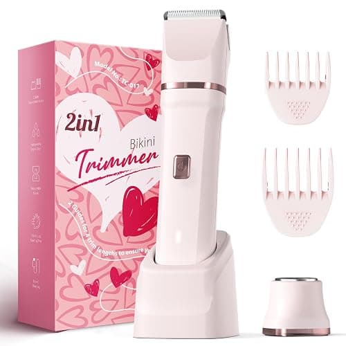 Risina 2-in-1 Bikini Trimmer for Women, Electric Razors for Women, Gifts | IPX7 Waterproof, Rechargeable, Ceramic Blades, Face Shaver and Body Hair Trimmer for Bikini Line, Pubic Hair, Legs, Underarms - Image 1