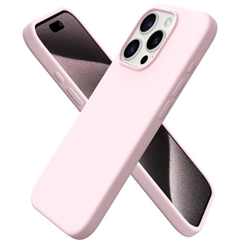 ORNARTO Compatible with iPhone 15 Pro Case 6.1", Liquid Silicone 3 Layers Full Covered Soft Gel Rubber Cover, Shockproof Protective Slim Phone Case with Anti-Scratch Microfiber Lining-Chalk Pink - Image 1