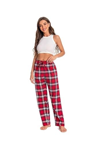 gezikuu Women's Plaid Cotton Loungewear Pyjama Pants Flannel Nightwaer PJ Bottoms With Drawstring Waist & Pockets,Size: XS-XL - Image 1