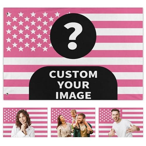 Personalized Pink America Flags Room Wall Decoration Custom Flag Double Sided Customized Two Side Flags Banners Gift for Outside Indoor Outdoors Design Your Own Logo/Photo/Picture/Text - Image 1