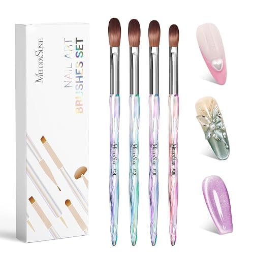 MelodySusie 4Pcs Acrylic Nail Brush Set, Size 8/10/12/14/ Professional Nail Brushes for Acrylic Application Acrylic Powder Nail Extension and 3D Nail Carving for DIY Home Salon Nail Art Manicure Tool - Image 1