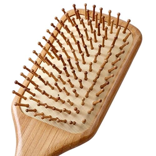 Paddle brush, hair brush, Made of pure natural bamboo, no paint coating, massage the scalp while combing hair to promote blood circulation, prevent static electricity (1pcs) - Image 1
