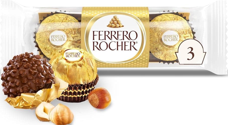 Ferrero Rocher Chocolate Candy, Hazelnut Milk Chocolates, 3 Ct, 1.3 oz | Individually wrapped hazelnut chocolate, gourmet chocolate candy for gifting a sweet treat or snacking - Image 1