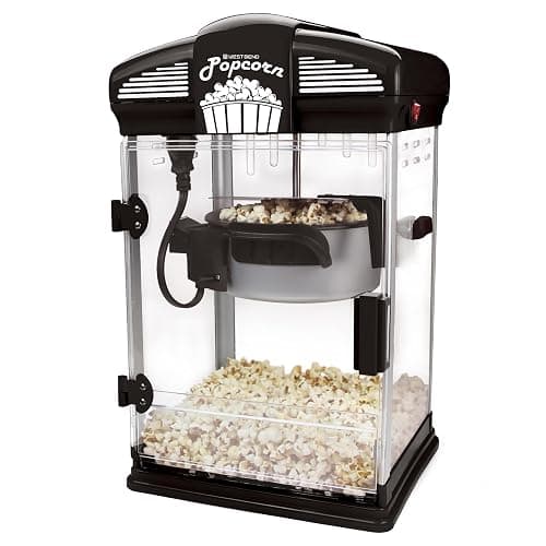 West Bend Stir Crazy Movie Theater Popcorn Popper, Gourmet Popcorn Maker Machine with Nonstick Popcorn Kettle, Measuring Tool and Popcorn Scoop for Popcorn Machine, 4 Qt., Black - Black - Image 1