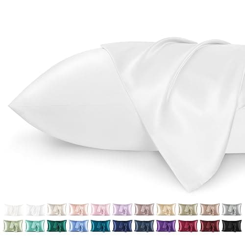 Bedsure Satin Pillowcase for Hair - Similar to Silk Pillowcase, Cooling Pillow Cases 2 Pack with Envelope Closure, Gifts for Women, Queen & Standard Size 50x75 cm, White - Image 1