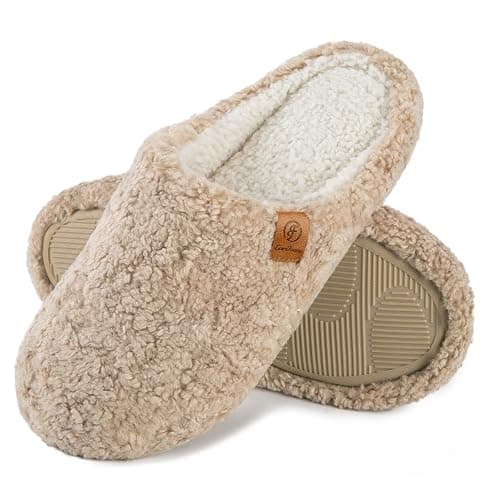 EverFoams Women's Warm Shearling Memory Foam Indoor Slippers Anti-Slip Lightweight Breathable Winter House Shoes - Image 1