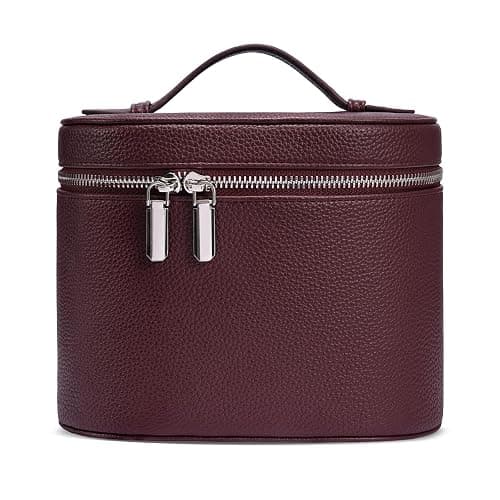 idoltimes Cosmetic Case, Leather Makeup Bag, Portable Handheld Makeup Case, Detachable Compartments - Image 1