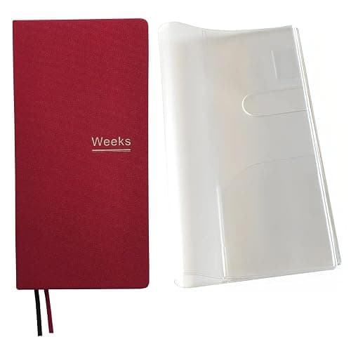 Undated Weekly Planner Notebook Pocket Organizer Appointment Book Journal Notebook A6 Week Plan Notepad (Red with cover) - Image 1