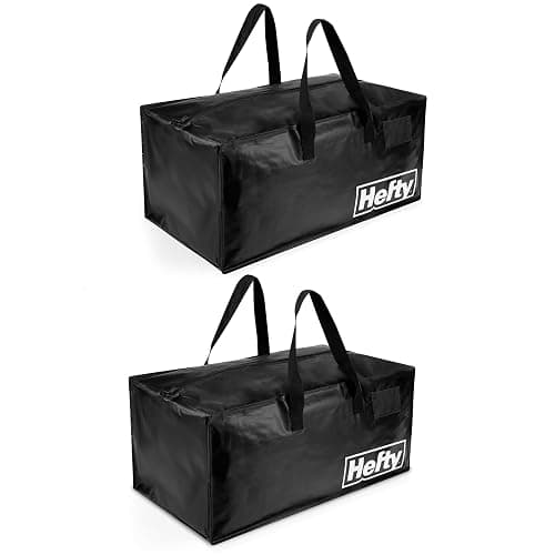 Hefty Moving Bag – Extra Large Double Zipper Backpack – Heavy Duty, Water Resistant, Foldable, Reusable Packing & Storage Tote with Shoulder Straps for Garage and Basement Organization – 2 Pack - Image 1