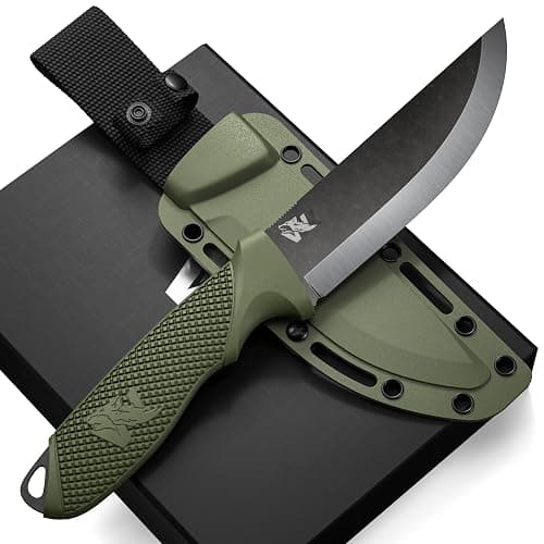 ODENWOLF W-SCANDI Full Tang Survival Knife with Sheath - Stylish Tactical Fixed Blade - Made of D2 Steel - Bushcraft and Camping Knife Survival - Perfect EDC Hunting Knife with TPE Handle - Image 1