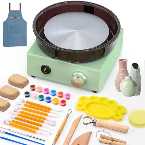 Alldeer Pottery Wheel for Kids - 6" Turntable Two-Way Rotation Mini Pottery Wheel, Removable Tray, Metal Frame, Pottery Kit with 18PCS Pottery Tools, Christmas Gifts for Adults Beginners Teens - Image 1