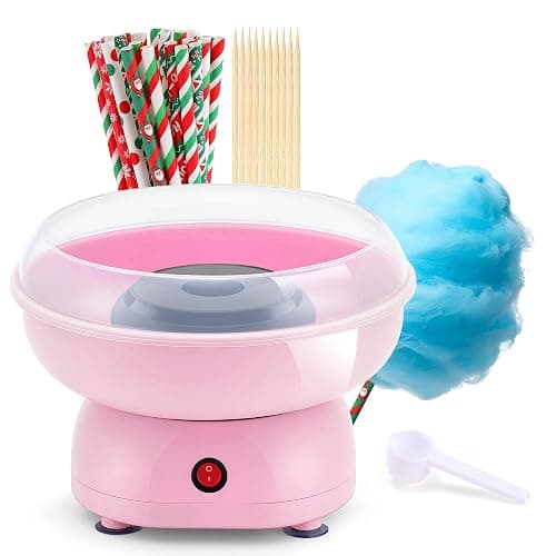 Cotton Candy Machine for Kids & Family, Mini Pink Vintage Cotton Candy Maker with 40 Sticks & Sugar Scoop, Ideal for Birthday Christmas Party Gifts - Image 1