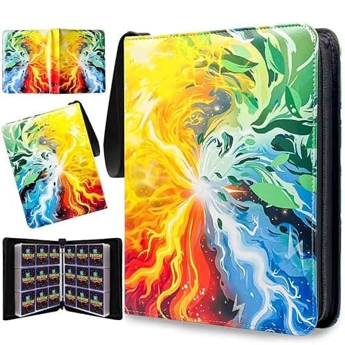 Trading Card Binder for TCG Cards, 9-Pocket Portable Card Collector Ablum Holder Book Fits 900 Cards with 50 Removable Sleeve, Waterproof Card Binder Display Storage Carrying Cases for TCG-Storm - Image 1
