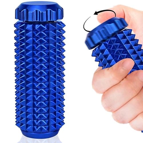Metal Little Ouchies Fidget Toys Adults, Handheld Pain Stim Sensory Toy, Stress Relief Promotes Focus, Gifts for ADHD Autism Anxiety, Spiky Grippie and Rotating, Portable Design (Blue) - Image 1