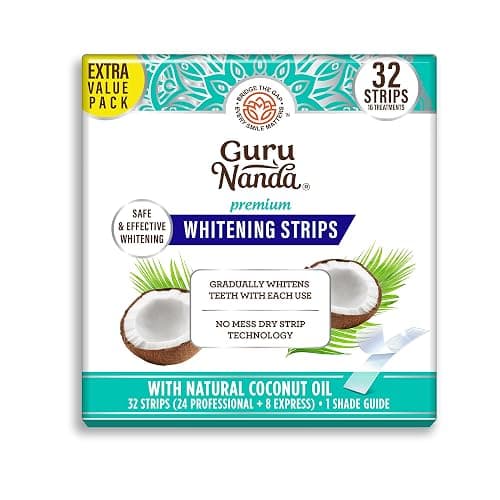 GuruNanda Teeth Whitening Strips - 16-Day Treatment with Non-Slip, Dry Strip Technology - Whitening Designed with Care for a Brighter Smile - Image 1