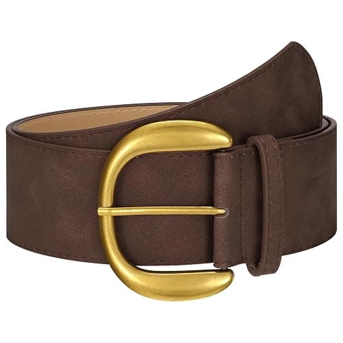 SANSTHS Women Wide Suede Belt for Dresses Jeans Fashion Thick Leather Waist Belts Ladies Chunky Belts - Image 1