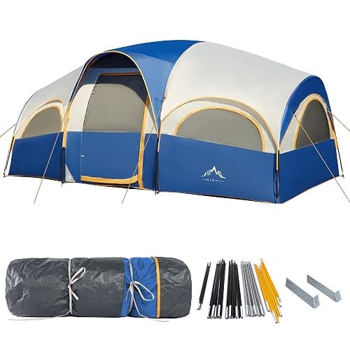 GoHimal 8 Person Tent for Camping, Waterproof Windproof Family Tent with Rainfly, Divided Curtain Design for Privacy Space, Portable with Carry Bag - Image 1