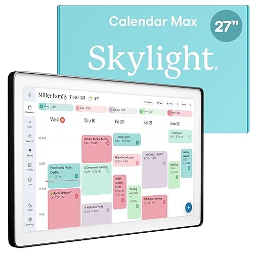 Skylight Calendar Max: 27-Inch Smart Digital Calendar & Chore Chart, Family Organizer with Interactive Touchscreen Display – Wall Mountable in Portrait or Landscape, Charcoal Shadowbox Frame - Image 1