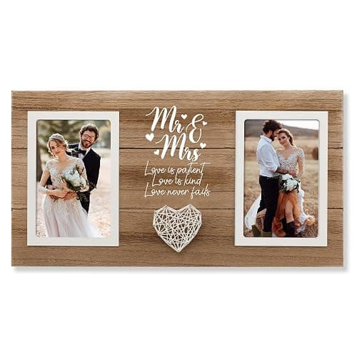 Calibron Personalized Wedding Gifts for Couples, Bridal Shower Gift for Bride, Mr & Mrs Photo Frame Holds 2pcs 4x6 Pictures, Unique Wedding Gifts for Newlyweds - Image 1