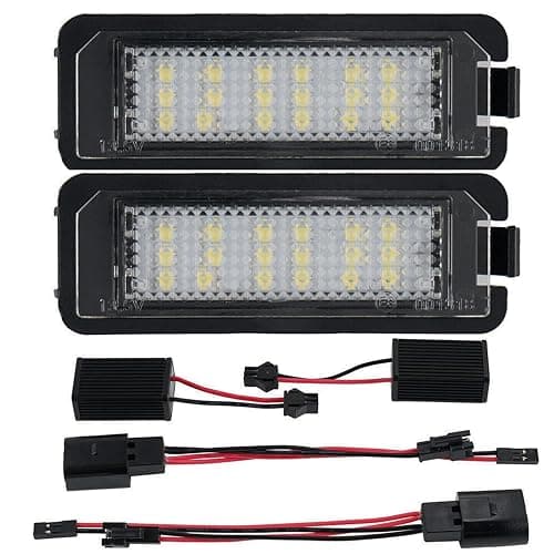 2Pcs Error Free LED License Plate Lights Tag Lamp Assembly Compatible/Replacement for Volkswagen VW Golf GTI MK4 MK5 MK6 MK7 CC Rabbit Polo EOS Phaeton Beetle Scirocco, 6000K White - Image 1