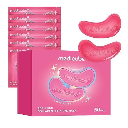 medicube Jelly Eye Mask PDRN Pink Collagen - Hydrogel Eye Patches, 50 Pairs | Eye Patches with PDRN, Collagen, NAD - For Puffy & Tired Eyes, Firming for Look of Wrinkles & Fine Lines, Korean Skincare - Image 1