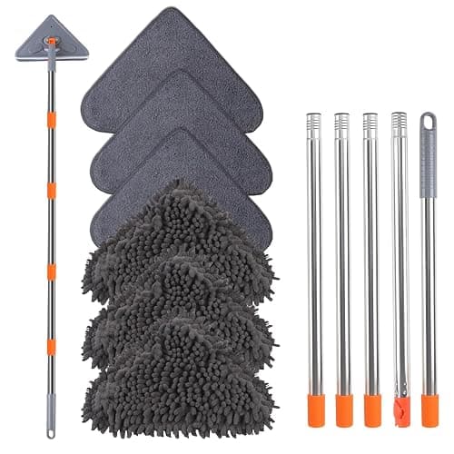 ZYHZYHA Wall Mop with 80 Inches Long Handle, Wall Cleaner Mop Tool for Window/Walls/Ceiling Fans/Dust/Baseboard/Floors Clean, 360° Ceilings Cleaner Tool Duster with Squeegee 6 Replacement Pads - Image 1