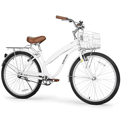 WEIZE Beach Cruiser Bike, 24 & 26 inch Commuter Bicycle for Adult Men and Women,High-Carbon Steel/Front & Rear Fenders, Comfortable City Bikes with Rear Rack or Basket, Ergonomic Upright Design - Image 1