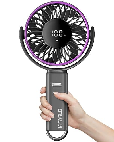 KinYiLO 6.5" Large Handheld Fan, Powerful Portable Fan for Travel, Gray | 1.1 lb, 100 Speed Level, 5-30H Runtime, 6000mAh Battery, Carabiner Clip & 135° Foldable Personal Fan for Beach Cruise Concert - Image 1