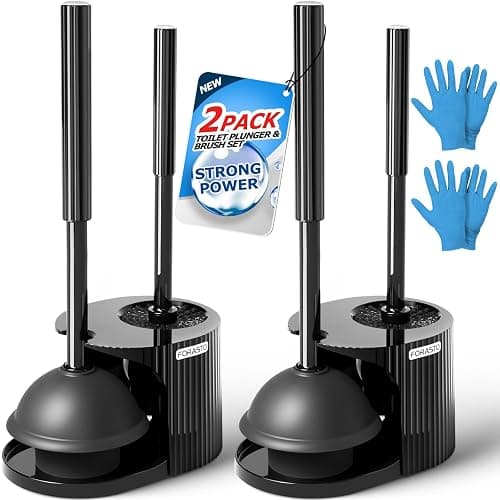 FORASTO 2Pack 2 in 1 Toilet Brush and Plunger Set, Extended Handle Plunger,Toilet Bowl Brush Plunger Set,Bathroom Cleaning Tools,Toilet Brush Plunger Combo,Cleaning Brush,Cleaning Supplies - Image 1