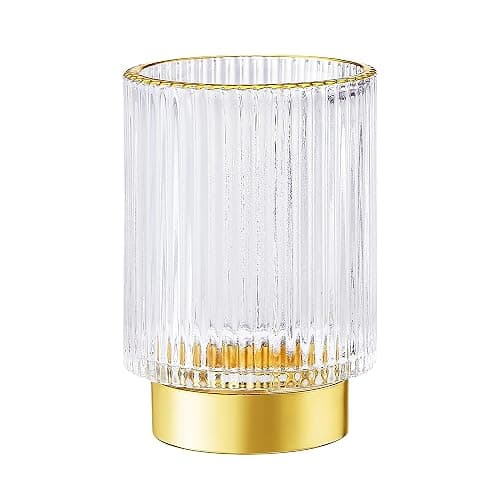 LEICURACE Makeup Brush Holder Organizer,Toothbrush Holders,Desk Pen Pencil Holder,Multifunctional Vintage Glass Brush Cup(L/White/A3-9-US) - Image 1