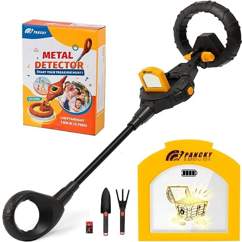 PANCKY Metal Detector for Kids, IP68 Waterproof 3-10 Year Kids Metal Detector Kit with LCD Display, Automatic Sensitivity Adjustment, 6.6" Search Coil, 1.65lb Lightweight, Gift for Boys & Girls, Black - Image 1