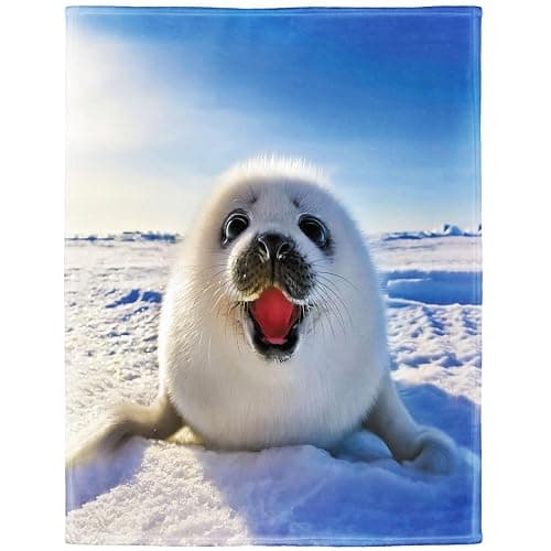 Cute Seal Throw Blanket for Women Girls Kids, Gifts for Seal Animal Lovers, Super Soft Warm and Lightweight, 40" x 50" - Image 1