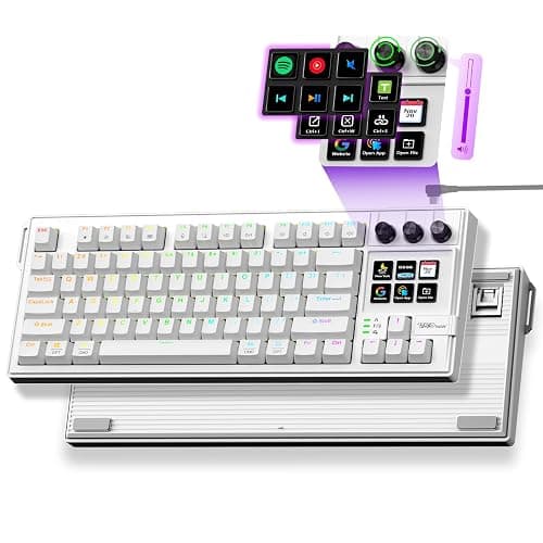VSDINSIDE K1 Pro Macro Keyboard, Wired Only Full-Key Programmable On-Board Keypad, Custom Gaming Streaming Mechanical Keyboards with Screen & Knob, Gasket, RGB Backlit, Hot Swappable Shortcut Pad - Image 1