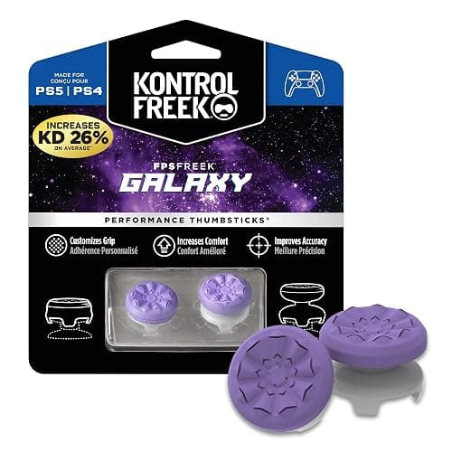 KontrolFreek FPS Freek Galaxy Purple for PlayStation 4 (PS4) and PlayStation 5 (PS5) | Performance Thumbsticks | 1 High-Rise, 1 Mid-Rise | Purple - Image 1