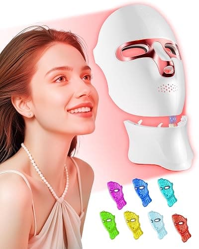 FOLOKE LED Light Therapy Mask Skin Care Mask, LED face & neck Red 630±5nm & NIR 830nm Wavelength,USB C Rechargeable for Home Use Working Travel Yoga (Sakura Pink) - Image 1