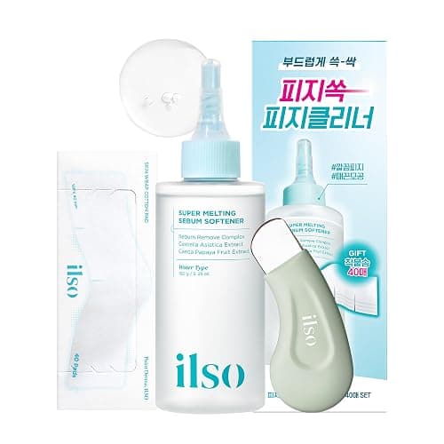 ilso Blackhead Remover & Pore Care Bundle – Super Melting Sebum Softener (5.29 fl oz) with 40 Cotton Pads + Deep Clean Master Blackhead Remover Tool, Korean Skincare for Sebum & Pore Cleansing - Image 1