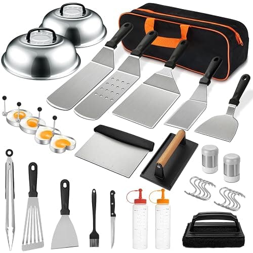 EWFEN 35PCS Griddle Accessories Kit, Flat Top Grill Accessories Set for Blackstone and Camp Chef, Grill Spatula Set with Enlarged Spatulas, Basting Cover, Scraper for Outdoor Barbecue - Image 1