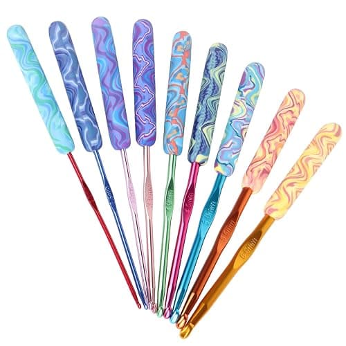 Coopay Warm Crochet Hooks Comfort Grip, Pretty Starry Night Art Handle Crochet Set for Beginners, Longer Aluminum Shaft Crochet Hook Set 2.0mm-6.0mm, Smooth Crochet Needles Set for Crochet Yarn - Image 1