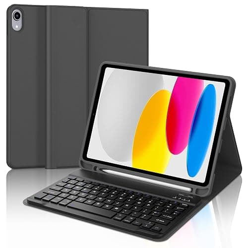 Keyboard Case for iPad A16 11th Generation 2025/10th Generation 2022, UK Layout Detachable Bluetooth Keyboard with Slim Cover and Pencil Holder for iPad 10th/11th Generation 10.9/11 inch, Black - Image 1