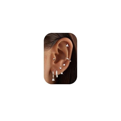 Jstyle Hypoallergenic 14K Gold Plated Stud Hoop Earrings for Women - Surgical Stainless Steel Earrings Trendy Small Hoops Cartilage Earring Stacks Huggie Earring Set for Multiple Piercing Jewelry - Image 1