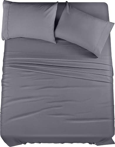 Utopia Bedding Queen Sheet Set – 4 Piece Bed Sheets for Queen Size Bed, Soft and Breathable Microfiber, Includes 1 Fitted Sheet, 1 Flat Sheet and 2 Pillowcases (Grey) - Image 1