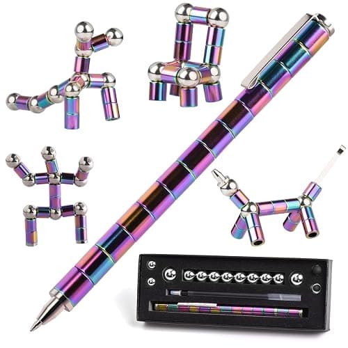 HKDGYHON Toy Pen, Decompression Magnetic Metal Pen, Multifunction Writing Magnet Ballpoint Pen, Gift for Kids or Friends (Colorful) - Image 1