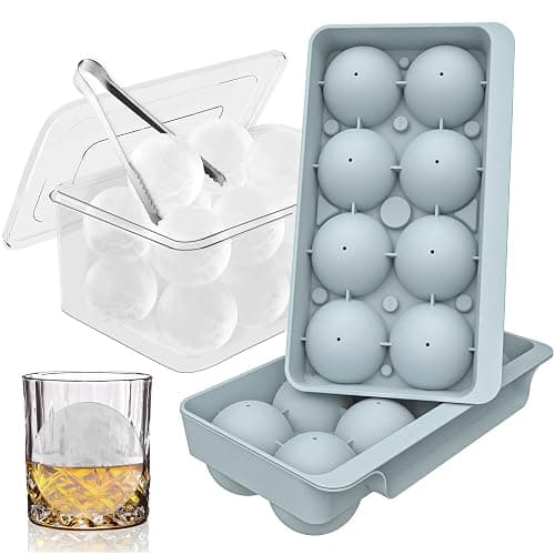 WIBIMEN Large Ice Cube Molds, Big Round Whiskey Ice Cube Trays for Freezer, Easy to Fill & Release, Whiskey Bourbon Cocktail(2.5In*8 Balls- Blue/2 Pack) - Image 1