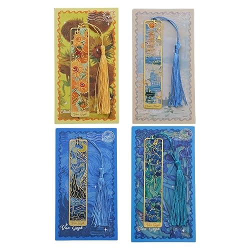 QEXUJOW Segnalibri,Set di 4 segnalibri in metallo, segnalibri a tema, segnalibri in stile dipinto a olio vintage, decorazioni per libri, oggetti da collezione, souvenir. - Image 1